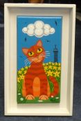 BRIAN POLLARD acrylic  'Eiffel the Cat', signed, 25cm x 12cm, directly from the studio of the