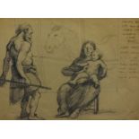 ROBERT LENKIEWICZ (1941-2002) pencil on paper, 'Christmas Scene', studio stamp, drawing from a