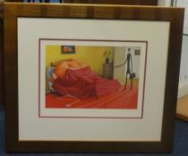 SARAH JANE SZIKORA framed print ' Home Early', limited edition no 560/600, signed, 25cm x 36cm.