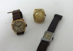 Titus, Geneve, a 9ct gold gentlemans wristwatch, Chester 1943, gilt dial, metal bracelet, a 9ct gold