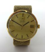 Omega; a 9ct gold automatic date gentlemans wristwatch, case 1061, 362521, movement 38861792, cal
