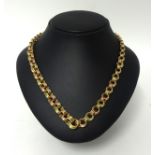 A 14ct two colour gold graduated belcher link chain, composed of alternate links, length 41cm,
