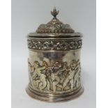 A Victorian electroplated biscuit barrel by Elkington & Co., date code 1875, diamond lozenge