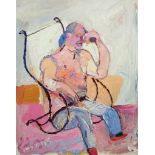 FRED YATES (1922-2008) oil 'The Thinker' signed, 52cm x 42cm.