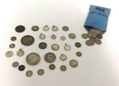 A George III crown, 1819, a Victorian crown 1889 and a various other coins.