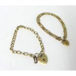 A 9ct gold curb link bracelet and a 9ct gold gate bracelet, weight 11.5 grams.