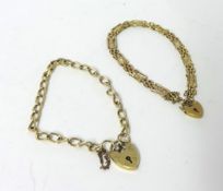 A 9ct gold curb link bracelet and a 9ct gold gate bracelet, weight 11.5 grams.