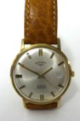 Rotary; a 9ct gold automatic date gentlemans wristwatch, ref A185, case 7139, cal 1748/49, London