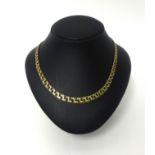 A continental gold necklace, composed of graduated flattened curb links, stamped 585, weight 25