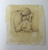 ROBERT LENKIEWICZ (1941-2002) small early black biro drawing 'Rueben Lenkiewicz', signed verso,