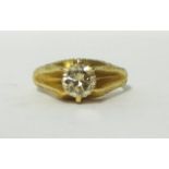 An 18ct gold single stone diamond ring, claw set with a brilliant cut stone, calculated to weigh 1.