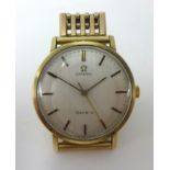 Omega; a 9ct gold manual gentlemans wind wristwatch,  case 1318412, movement 32681092, cal 601,