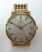 Omega; a 9ct gold manual gentlemans wind wristwatch,  case 1318412, movement 32681092, cal 601,