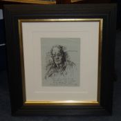 ROBERT LENKIEWICZ (1941-2002) black biro sketch 'Portrait for an Elderly Gentleman' with annotated