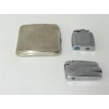 A silver cigarette case and two lighters.