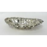 An Edwardian silver oval basket, Birmingham 1903, of pierced and lobed form, 24 x 15 cm, weight 5.