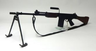 Deactivated; a Belgium FN FAL SLR. Assault rifle, number P1762, calibre 7.62mm, with tripod,