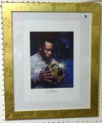 OF FOOTBALL INTEREST Pele signed colour photograph also signed by Jose Palomares dated 1999,