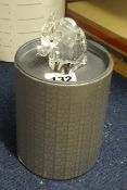 SWAROVSKI Large Baby Elephant Art 7640 NR 055 000, 1989 with floppy metal tail, with original box.