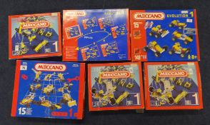 A collection of Meccano sets to include No 7 set,1, 2 sets, Meccano Evolution 1, and 4 small sets of