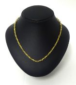 A continental unhallmarked gold abstract necklace, composed of openwork textured panels, length 90
