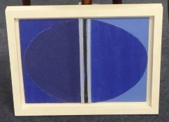 SIR TERRY FROST (1915-2003) 'Vertical Blue Collage', signed and titled verso in glazed box frame,