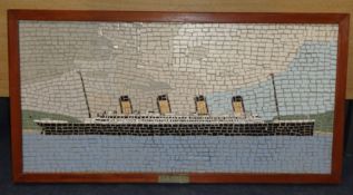 A modern micro mosaic picture, 'The Titanic', shown off Cork on sea trials 2nd April circa 1912 by S