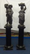 After ALBERT ERNEST CARRIER-BELLEUSE, French (1824-1887), a pair of patinated spelter figures of a