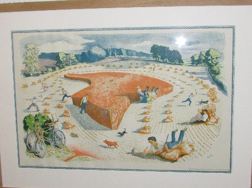 After John Nash (1893-1977) - 'Harvesting' lithograph from the School Prints Series printed at the