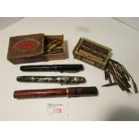 Altura Self-Filler 202 wood effect fountain pen, a Wasp Pen Co Inc 'The Clipper' grey marble