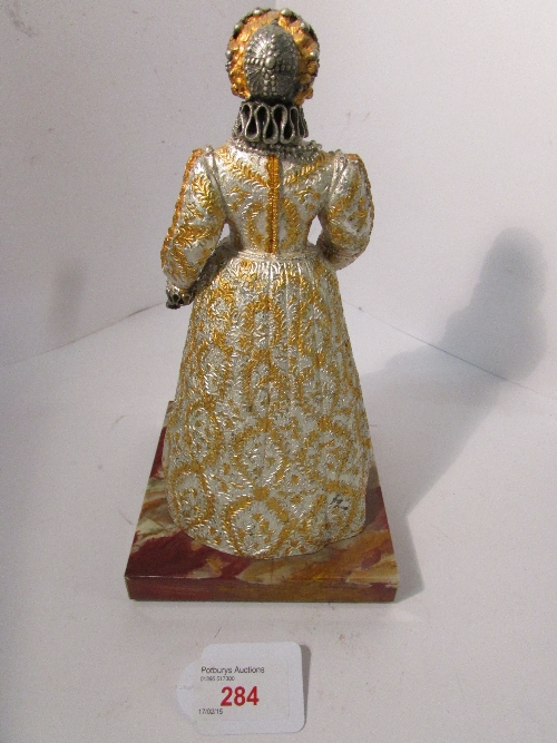 Anne Danesin for The Birmingham Mint Royal cast metal figure of Queen Elizabeth I on green onyx - Image 2 of 4