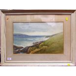 G E Treweek - sea and cliff, watercolour, 20th century, signed lower left (30cm x 47cm) F&G