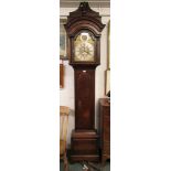 19th century eight day long case clock by Thomas Dawes of Northampton with brass spandrels and