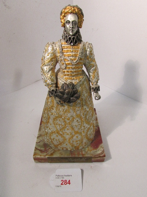 Anne Danesin for The Birmingham Mint Royal cast metal figure of Queen Elizabeth I on green onyx