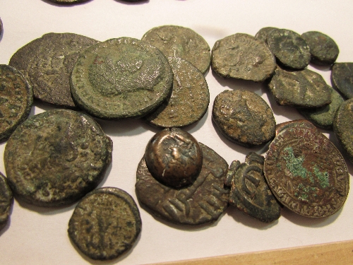 Six envelopes of coins including Georgian, early Roman and Egyptian, British Naval half penny - Image 5 of 5