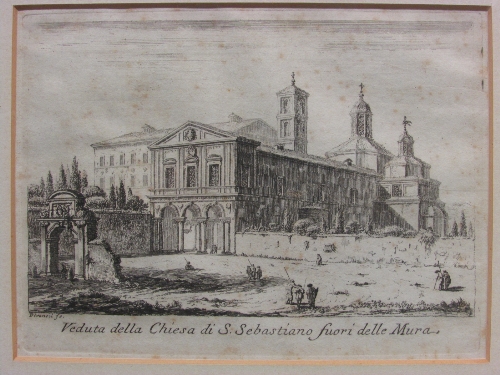 After Piranesi - two engravings - 'Veduta della Chiesa di S. Sebastiano fuori delle Mura' (13.5cm