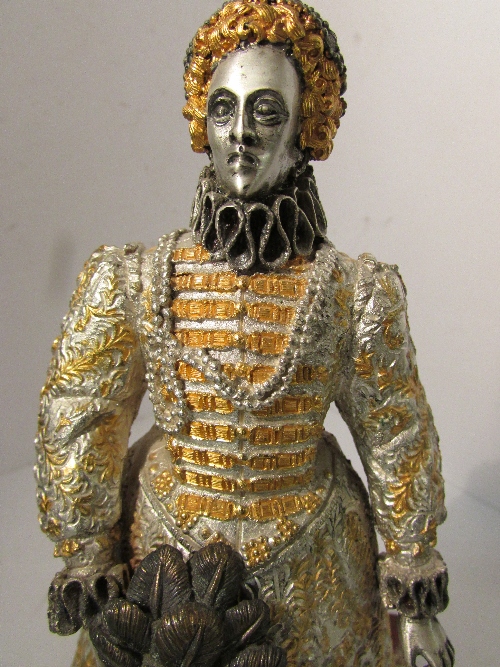 Anne Danesin for The Birmingham Mint Royal cast metal figure of Queen Elizabeth I on green onyx - Image 3 of 4
