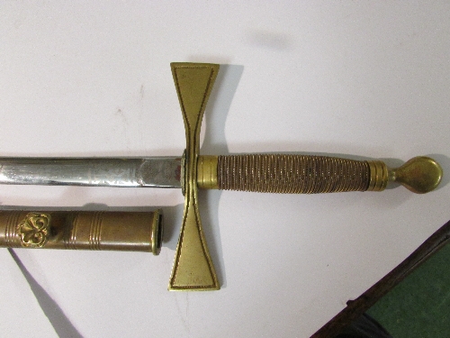 Masonic ceremonial sword by G Kenning & Son, London Liverpool Manchester Glasgow, with brass and red - Image 5 of 5