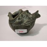 Just Andersen bronze grotesque fish vase, height 9cm, triangular maker's mark to base with