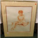 Peter Goodhall - seated nude woman, watercolour, signed lower right (52.5cm x 48cm) F&G