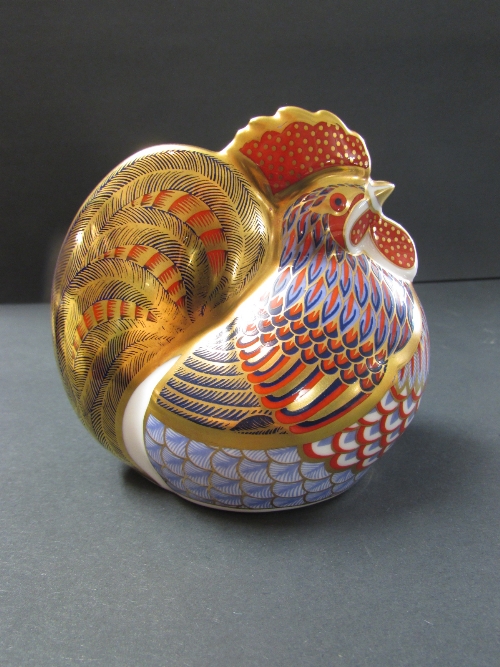 Three Royal Crown Derby paperweights, HEN gold stopper (8cm), COCKEREL silver stopper (9.5cm) and - Image 2 of 10