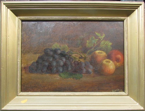 Two 19th century still lives - white grapes and black grapes (29cm x 39cm) unsigned, and grapes with