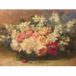 Catherine A Lilley - 'Summer Flowers No 2', oil on canvas (33.5cm x 43.5cm) in a gilt frame,