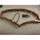 9ct gold gate link bracelet with extra link, 11g