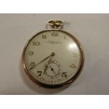 9ct gold key-less pocket watch, the dial signed Russells Ltd 43 Church Street Liverpool (diameter