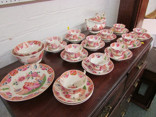 19th century porcelain part tea service comprising teapot, two bowls, eleven cups and twelve - Image 2 of 6