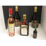 Two bottles of Declan's Irish country cream, 0.7 litre bottle of Cointreau, 37.5 cl bottle of