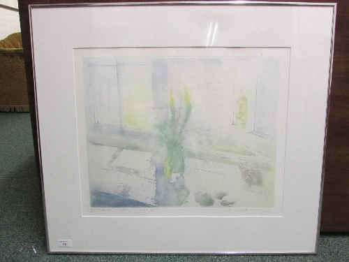 After Donald Wilkinson 'Flowers in Morning Sunlight - Eigg', limited edition etching and aquatint, - Image 2 of 2
