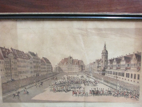 Early 19th century coloured engraving 'Grand Entry of the Allied Sovereigns into Leipsic. 19 October