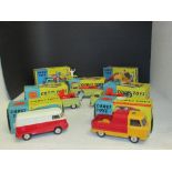 Seven Corgi Toys model vehicles, each boxed - 433 Volkswagen Delivery Van, 465 Commer Pick-Up Truck,